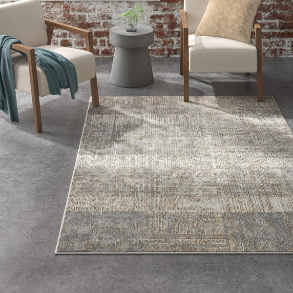 Steelside™ Ernie Gray/Beige/Gold Rug Wayfair